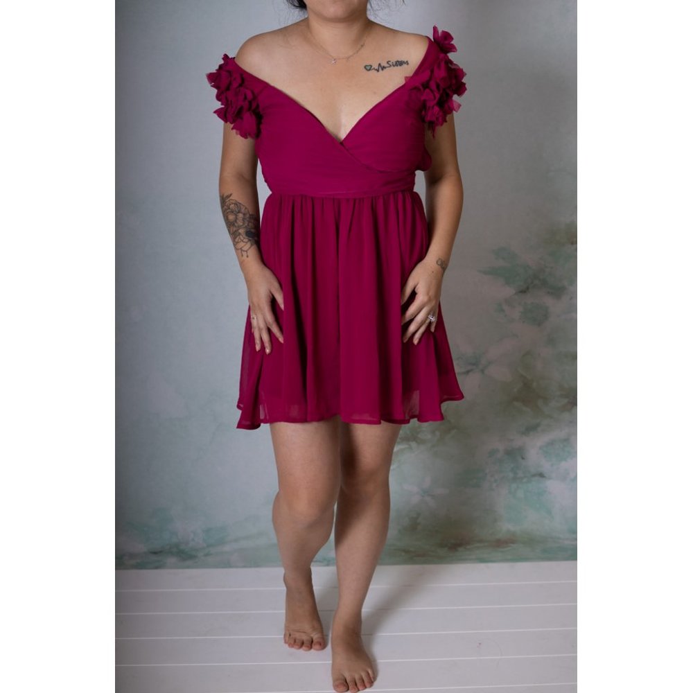Ruffled short flowy dress